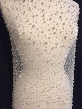 Load image into Gallery viewer, Rhinestone Beaded Tulle Fabric