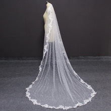 Load image into Gallery viewer, Beaded Wedding Veil with Lace Appliques