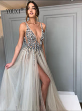 Load image into Gallery viewer, Beaded Tulle Evening Dress