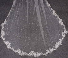 Load image into Gallery viewer, Beaded Wedding Veil with Lace Appliques