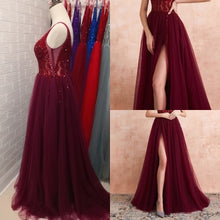 Load image into Gallery viewer, Beaded Tulle Evening Dress