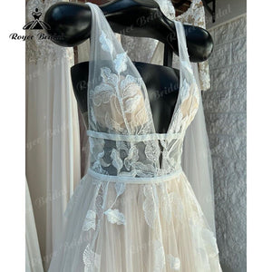Lace Floral Boho Wedding Dress