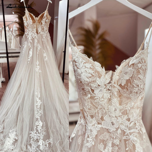 Spaghetti Straps Lace Wedding Dress