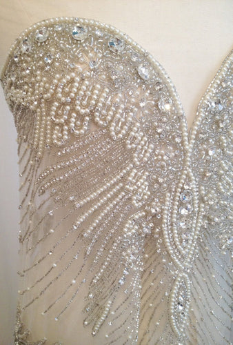 Rhinestone Beaded Applique, Great Rhinestone Fabric, Vintage Applique, Bridal Applique, Wedding Dress Fabric, Weddin Applique