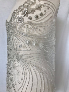 Rhinestone Beaded Applique, Large Crystal Wedding Applique, Rhinestone Tulle, Wedding Applique, Dress Applique