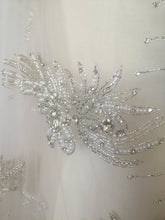 Load image into Gallery viewer, Rhinestone Beaded Applique, Great Rhinestone Fabric, Vintage Applique, Bridal Applique, Wedding Dress Fabric, Weddin Applique