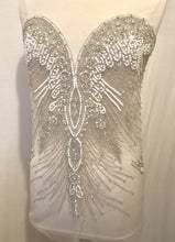 Load image into Gallery viewer, Rhinestone Beaded Applique, Great Rhinestone Fabric, Vintage Applique, Bridal Applique, Wedding Dress Fabric, Weddin Applique