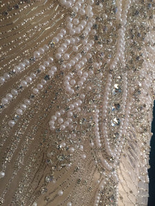 Rhinestone Beaded Applique, Great Rhinestone Fabric, Vintage Applique, Bridal Applique, Wedding Dress Fabric, Weddin Applique